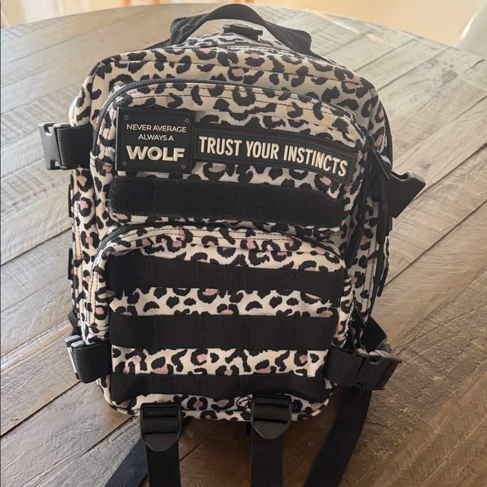 Wolf Leopard Print Mini Backpack - Pink & Black
